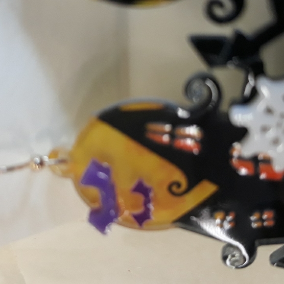 Halloween Moon & House Dangle Earrings - Picture 3 of 7